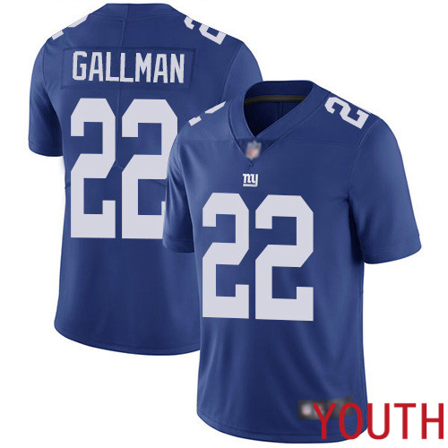 Youth New York Giants 22 Wayne Gallman Royal Blue Team Color Vapor Untouchable Limited Player Football NFL Jersey